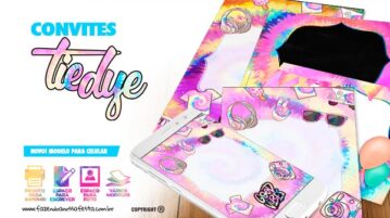 Convite Festa Tie Dye Online para Editar Grátis Convite Festa Tie Dye