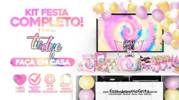Kit Festa Tie Dye Grátis para Imprimir em Casa Kit Festa Tie Dye