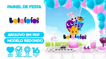 Painel Festa Bolofofos Usando Folhas A4 para Imprimir Painel Festa Bolofofos para imprimir