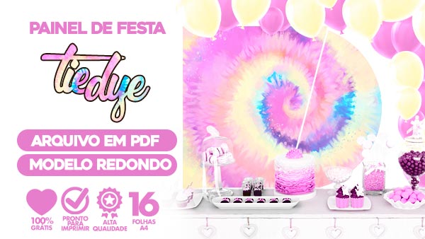 Painel Festa Tie Dye Usando Folhas A4