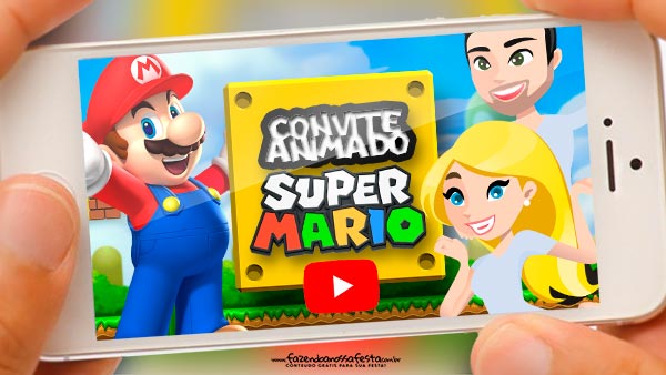 Convite Animado Super Mario para Baixar e Editar Grátis