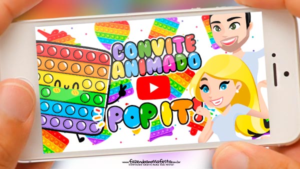 Convite Animado Pop It (Fidget Toys) para Baixar e Editar Grátis