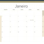Calendario Mensal 2022 Azul Marinho Janeiro