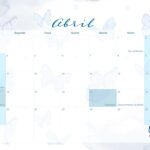Calendario Mensal 2022 Borboletas Azuis Abril