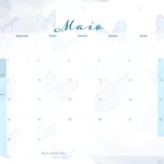 Calendario Mensal 2022 Borboletas Azuis Maio
