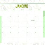 Calendario Mensal 2022 Cactos Janeiro