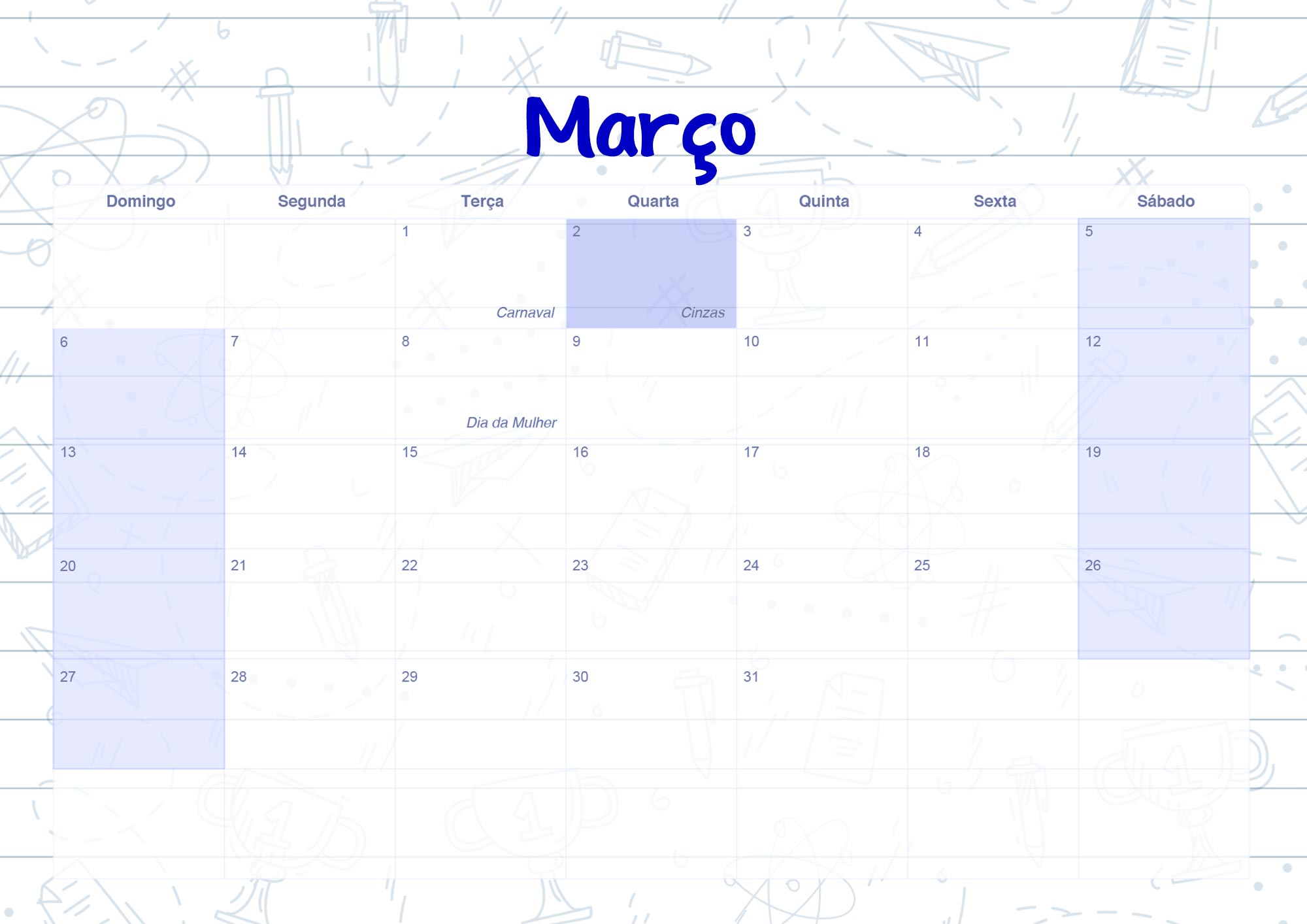 Calendario Mensal 2022 Caderno de Professor Marco