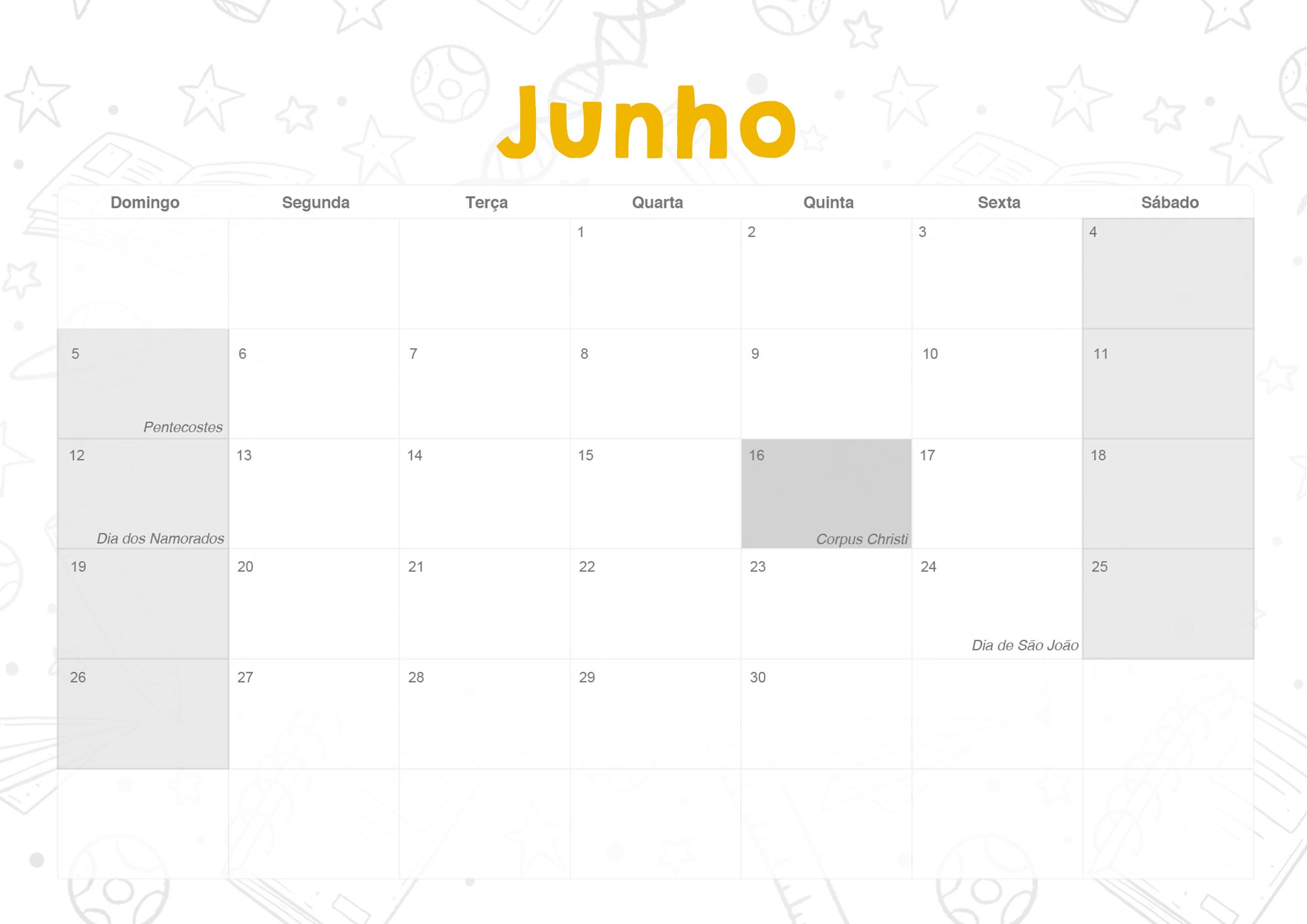 Calendario Mensal 2022 Coruja Junho