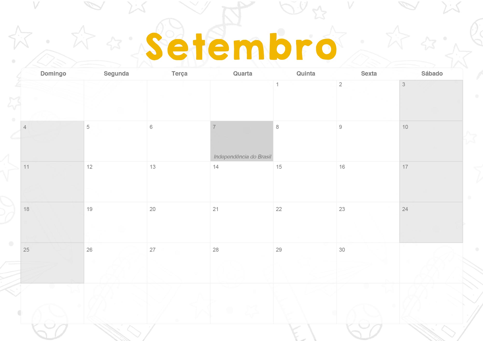 Calendario Mensal 2022 Coruja Setembro