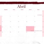 Calendario Mensal 2022 Floral Marsala Abril