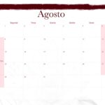 Calendario Mensal 2022 Floral Marsala Agosto