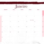 Calendario Mensal 2022 Floral Marsala Janeiro