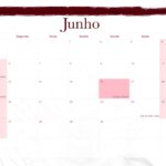 Calendario Mensal 2022 Floral Marsala Junho
