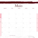 Calendario Mensal 2022 Floral Marsala Maio