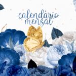 Calendario Mensal 2024 Floral Rosas Azuis Capa