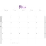 Calendario Mensal 2022 Flores Maio
