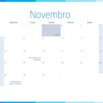 Calendario Mensal 2022 Listras Azul Novembro