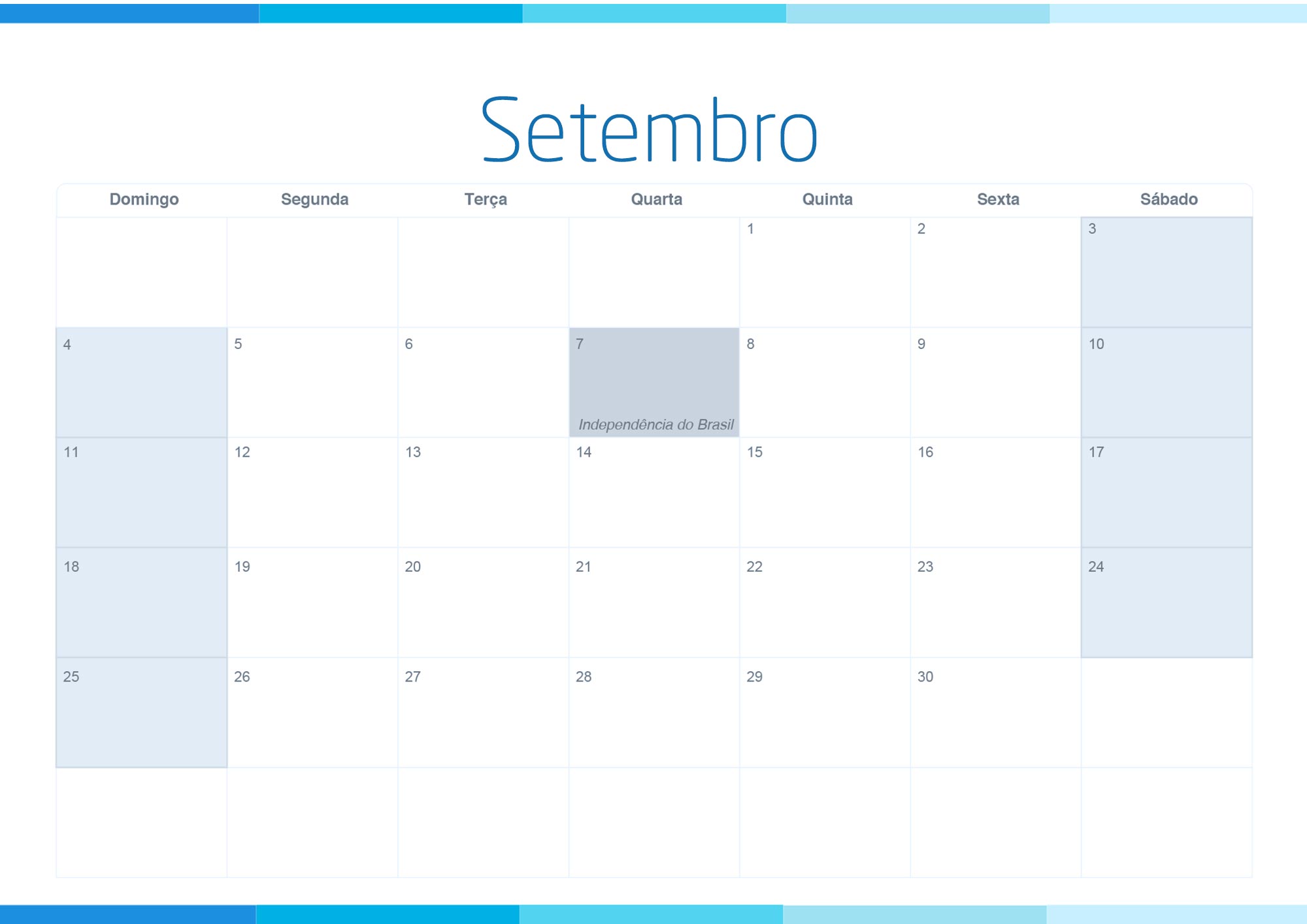 Calendario Mensal 2022 Listras Azul Setembro