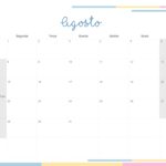 Calendario Mensal 2022 Listras Candy Colors Agosto