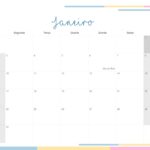 Calendario Mensal 2022 Listras Candy Colors Janeiro