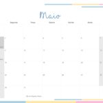 Calendario Mensal 2022 Listras Candy Colors Maio