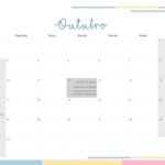 Calendario Mensal 2022 Listras Candy Colors Outubro