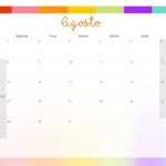 Calendario Mensal 2022 Listras Coloridas Agosto