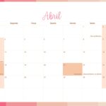 Calendario Mensal 2022 Listras Salmao Abril