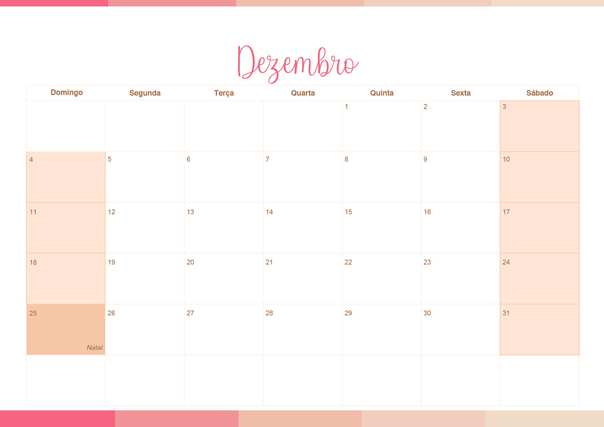 Calendario Mensal 2022 Listras Salmao Dezembro