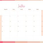 Calendario Mensal 2022 Listras Salmao Julho