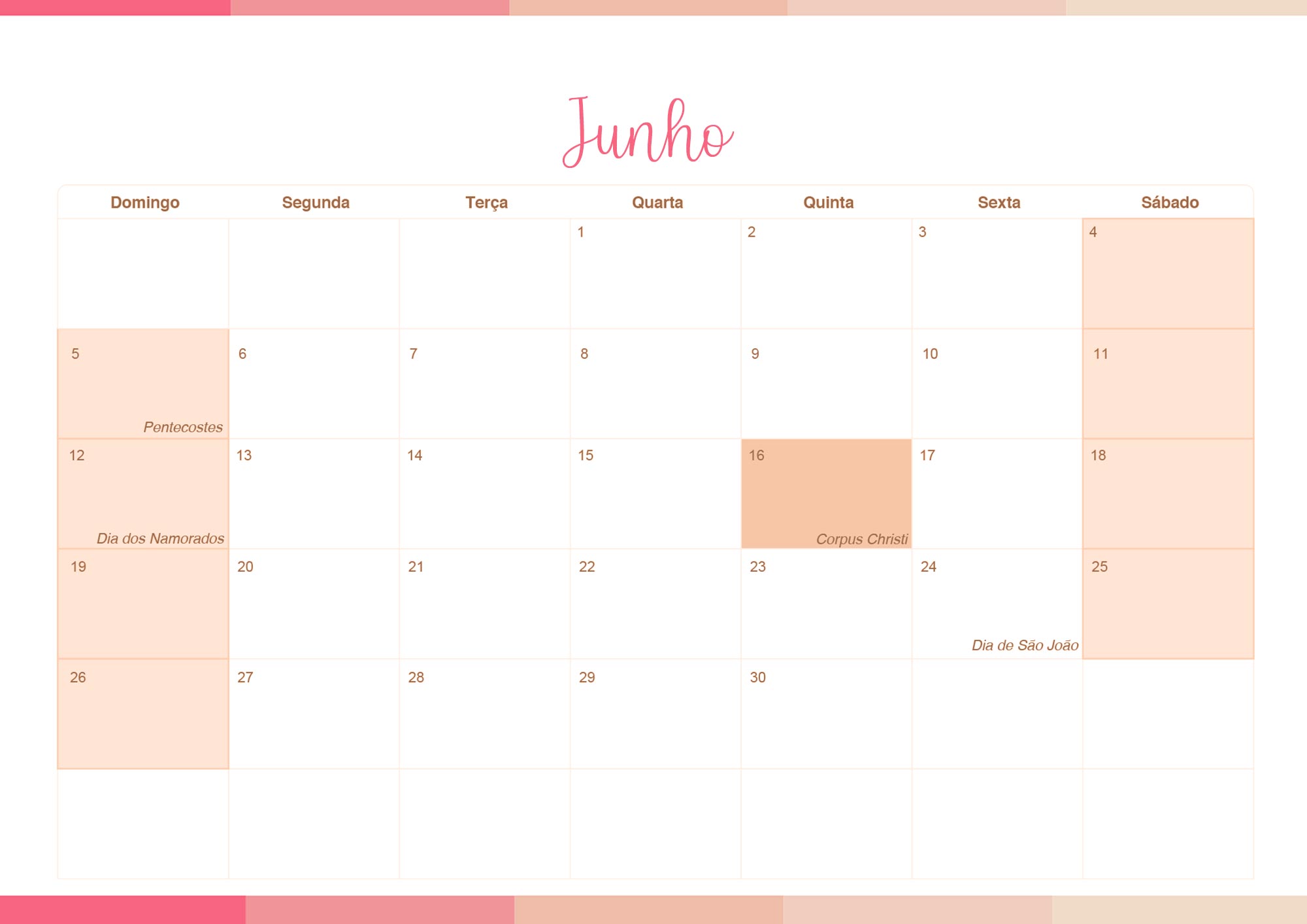 Calendario Mensal 2022 Listras Salmao Junho