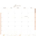 Calendario Mensal 2022 Orquideas Janeiro