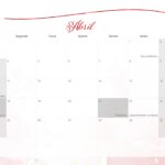 Calendario Mensal 2022 Rosas Vermelhas Abril
