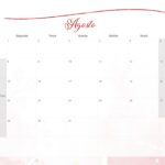 Calendario Mensal 2022 Rosas Vermelhas Agosto