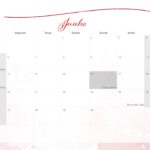 Calendario Mensal 2022 Rosas Vermelhas Junho