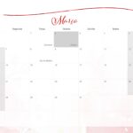 Calendario Mensal 2022 Rosas Vermelhas Marco