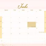 Calendario Mensal 2022 Rose Gold Junho