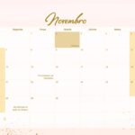Calendario Mensal 2022 Rose Gold Novembro