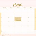 Calendario Mensal 2022 Rose Gold Outubro