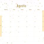 Calendario Mensal 2022 Unicornio Dourado Agosto