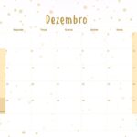 Calendario Mensal 2022 Unicornio Dourado Dezembro