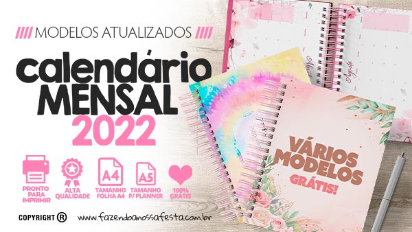 Calendario Mensal 2022 para imprimir