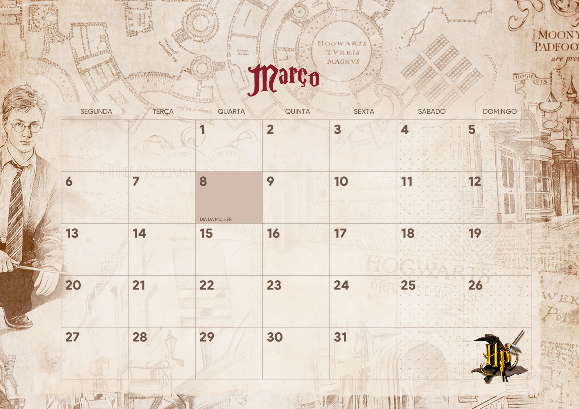 Planner e Calendário 2018 de Harry Potter (Gratuito)