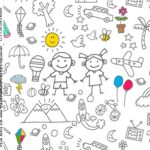 Adesivo Quadrado Kit Dia das Criancas para colorir