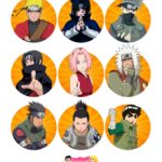 Aniversário infantil topo de bolo para imprimir Naruto clássico time 7  Sasuke e Sakura fazendo a nossa festa png