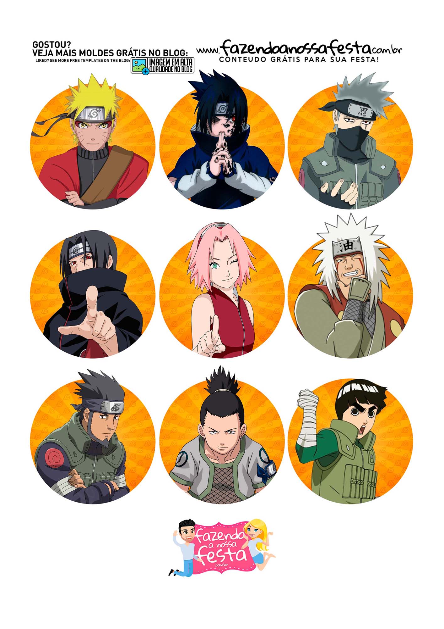 Topo de bolo Naruto 2 - Fazendo a Nossa Festa