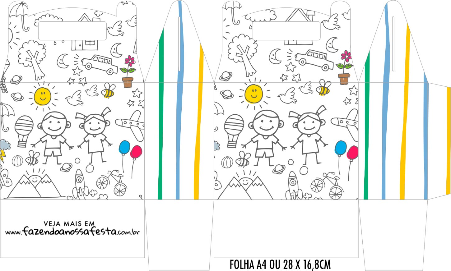 Caixa Para Colorir Dia Das Crianças