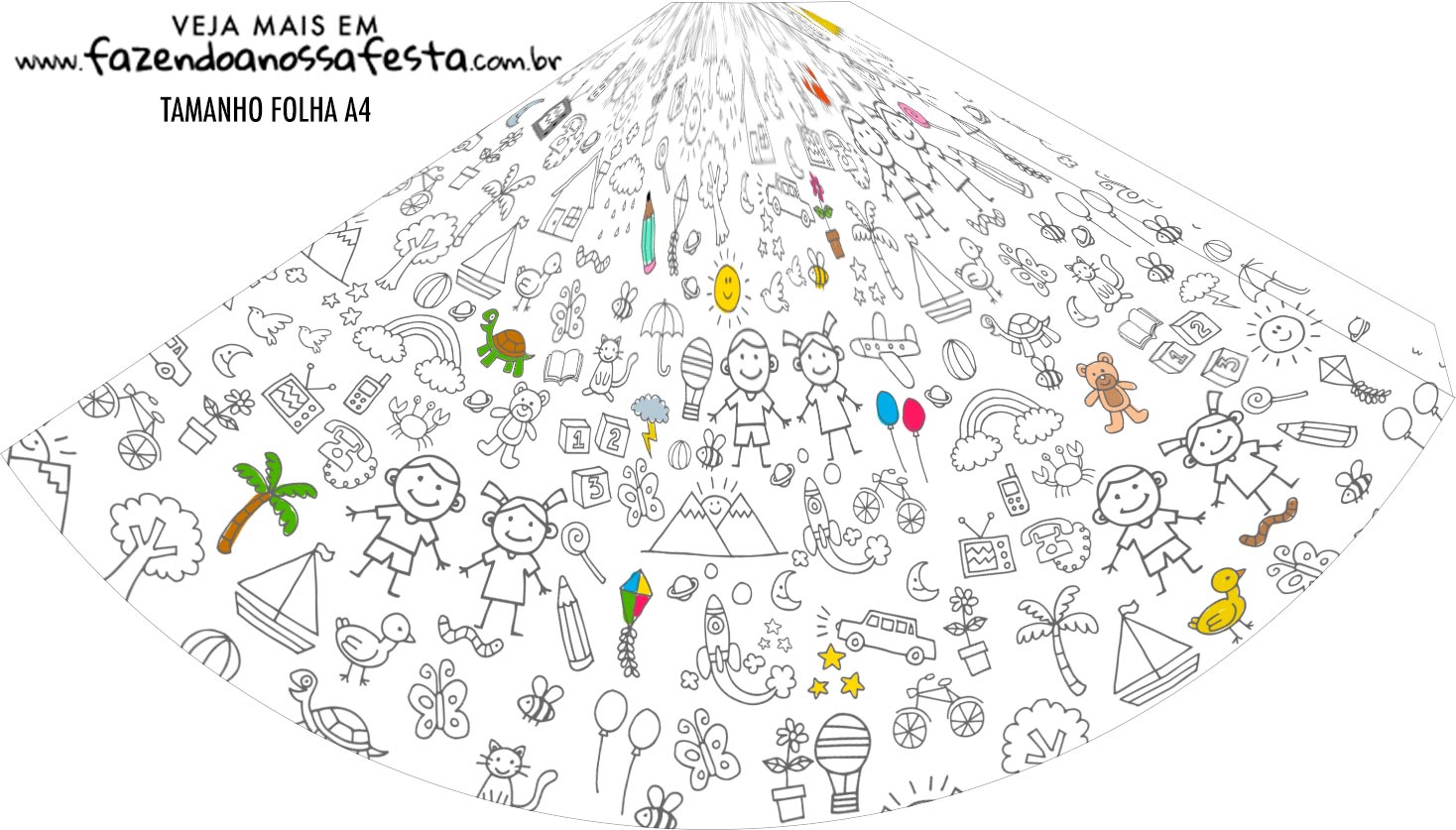 Chapeu de Festa Personalizado Dia das Criancas para colorir