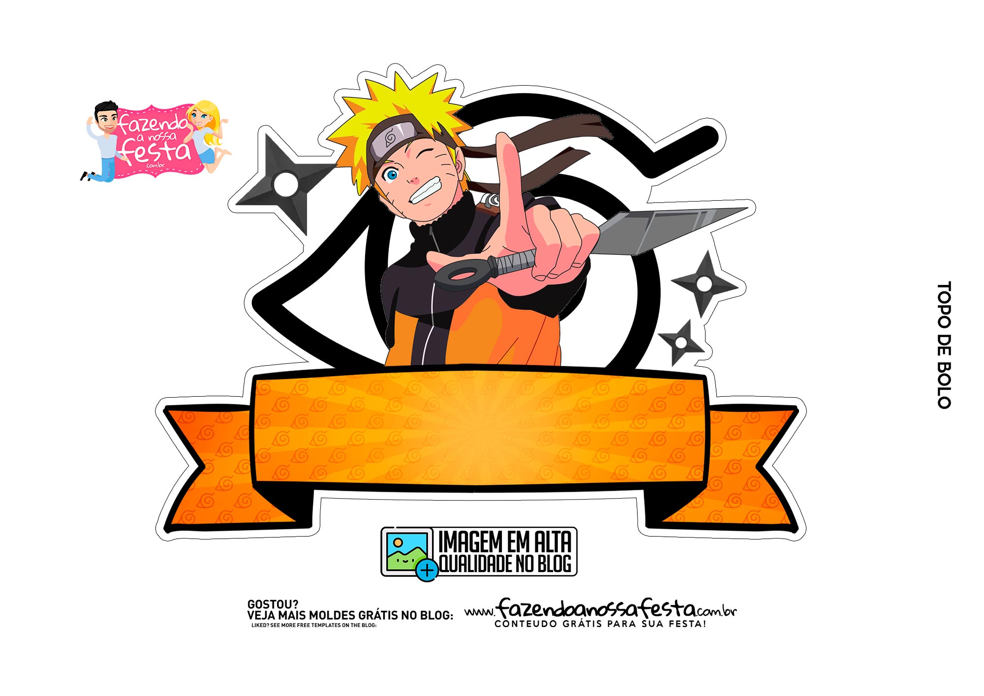 Topo de bolo Naruto 2 - Fazendo a Nossa Festa