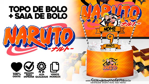 Topo de bolo Naruto e Saia de Bolo para Imprimir Grátis